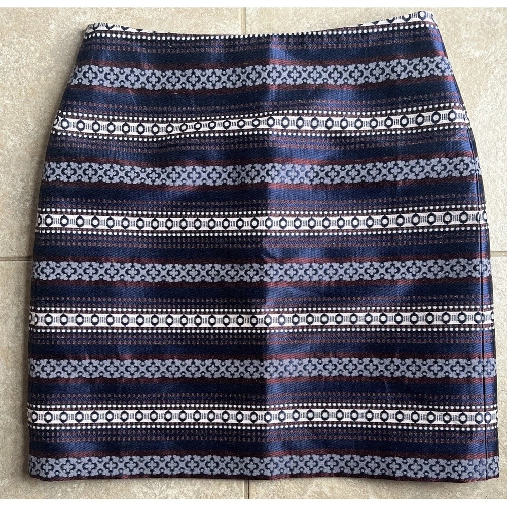 Ann Taylor Loft Skirt Womens Size 0 Striped Patterned Multicolor Short Straight